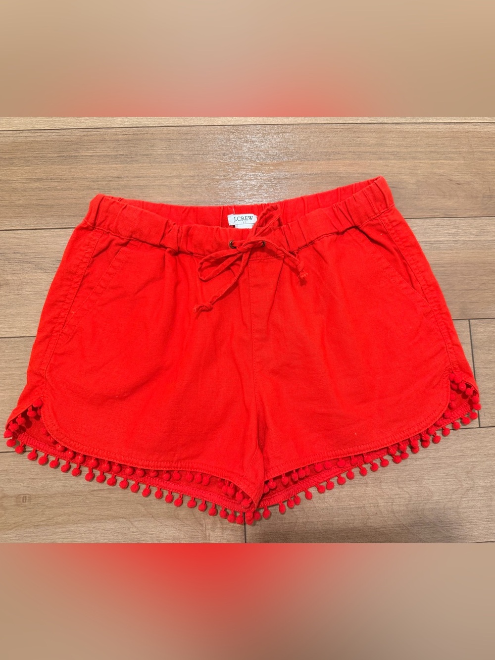 J. Crew Red High-Waist Pom-Pom Trim Shorts NWOT